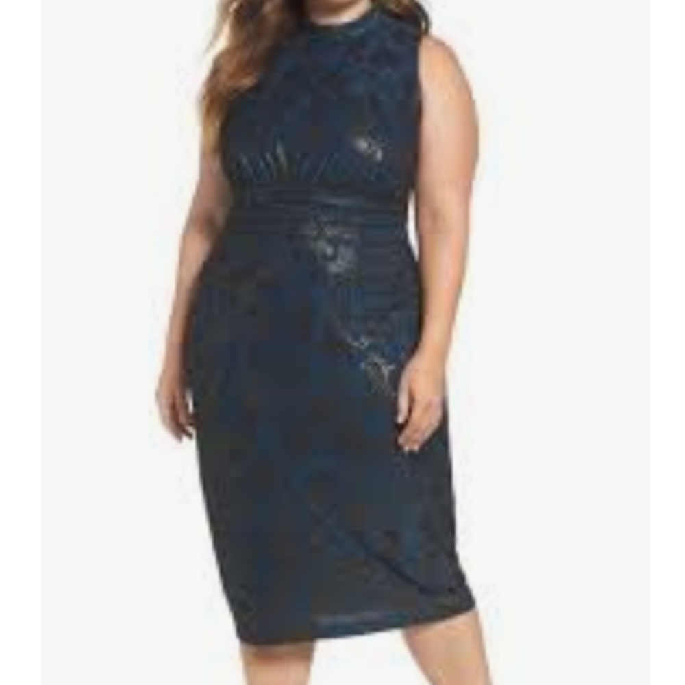 Sangria mock neck foil print midi dress